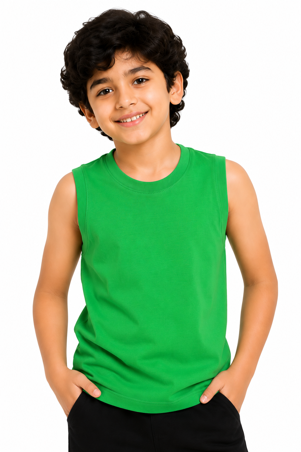 KIDELLO Boys Pure Cotton Sleeveless T-Shirt | Soft Breathable Round Neck Vest Tee for Kids | Regular Fit Summer Wear (Pack of 2)