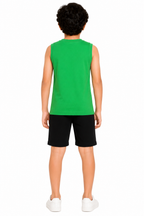 KIDELLO Boys Pure Cotton Sleeveless T-Shirt | Soft Breathable Round Neck Vest Tee for Kids | Regular Fit Summer Wear (Pack of 2)
