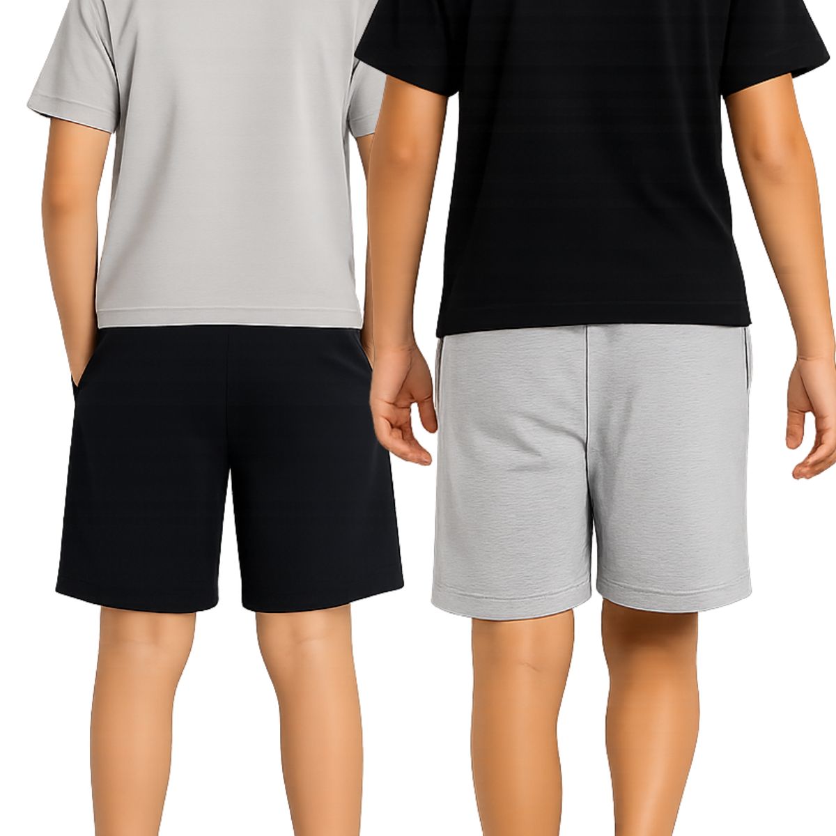 Kidello Boys Cotton Shorts Pack of 2 | Soft & Breathable | Regular Fit | Elastic Waist with Drawstring | Everyday Casual Shorts