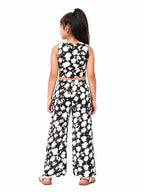 Kidello Girls Printed Spun Crop Top & Wide leg Palazzo Co-ord Set