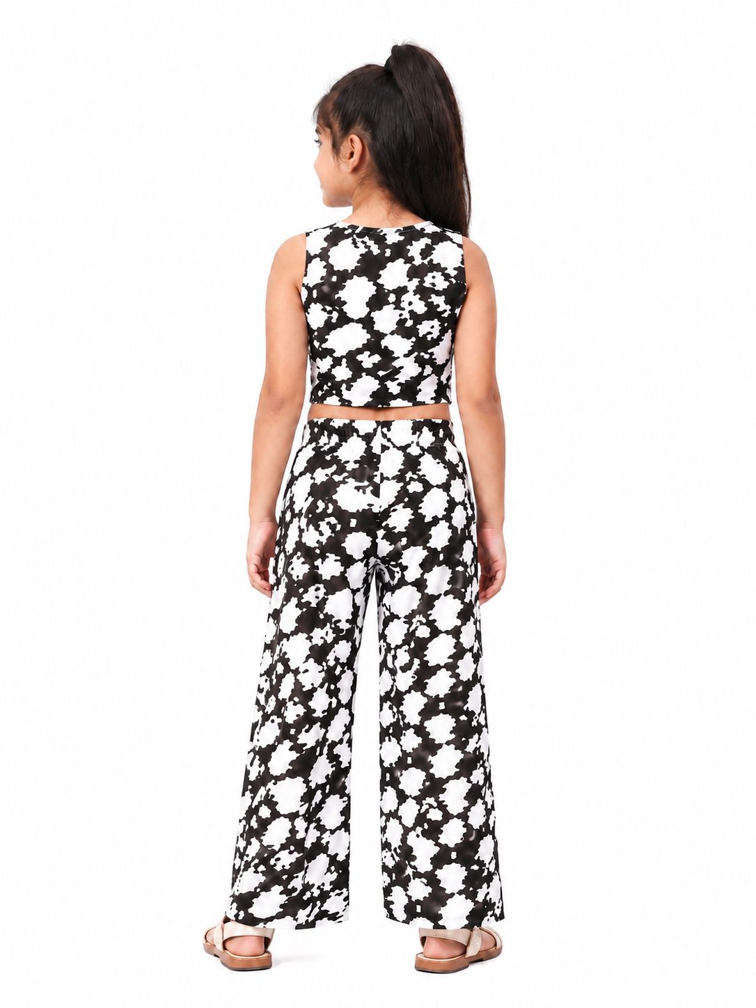Kidello Girls Printed Spun Crop Top | Soft Sleeveless Casual Top for Girls