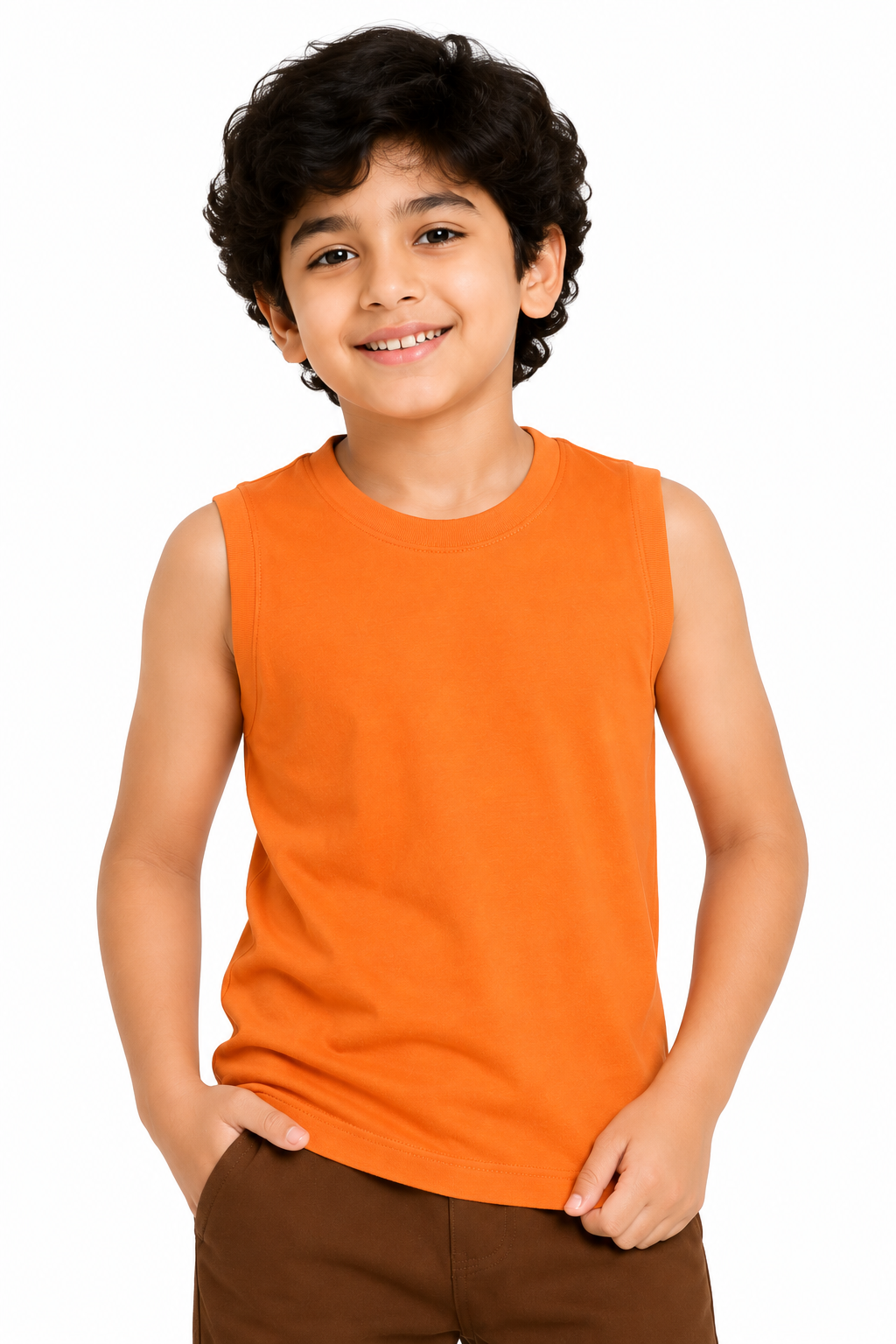 KIDELLO Boys Pure Cotton Sleeveless T-Shirt | Soft Breathable Round Neck Vest Tee for Kids | Regular Fit Summer Wear (Pack of 2)