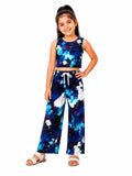 Kidello Girls Printed Spun Crop Top & Wide leg Palazzo Co-ord Set