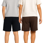 Kidello Boys Cotton Shorts Pack of 2 | Soft & Breathable | Regular Fit | Elastic Waist with Drawstring | Everyday Casual Shorts
