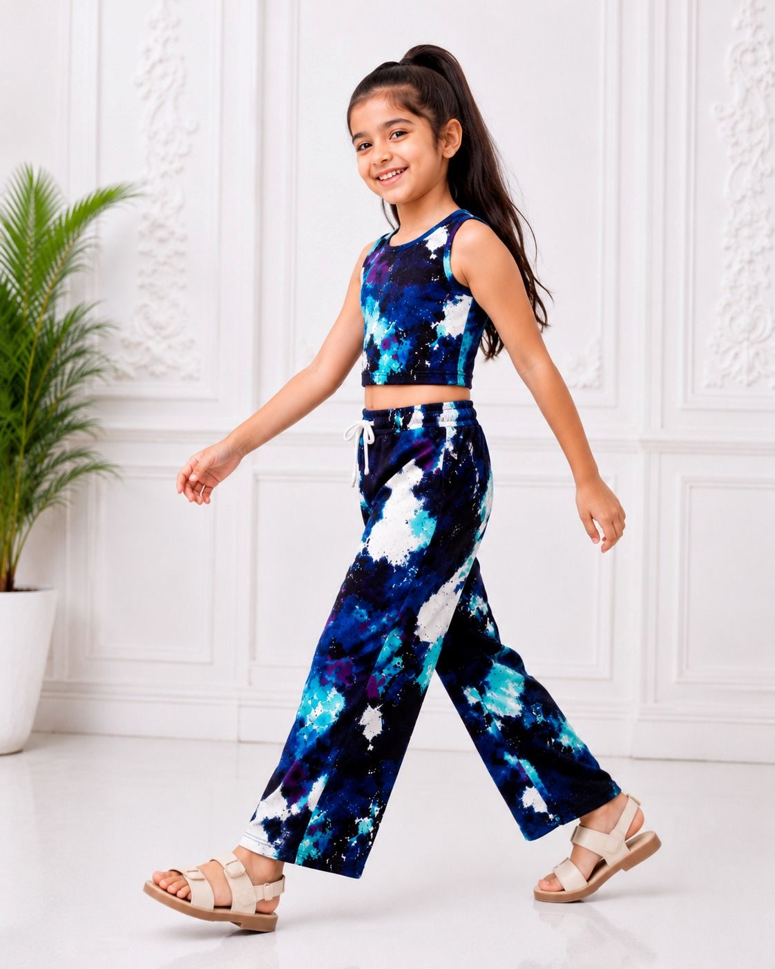 Kidello Girls Spun Printed Palazzo Pant | Soft Fabric | Wide Leg Casual Palazzo