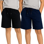 Kidello Boys Cotton Shorts Pack of 2 | Soft & Breathable | Regular Fit | Elastic Waist with Drawstring | Everyday Casual Shorts
