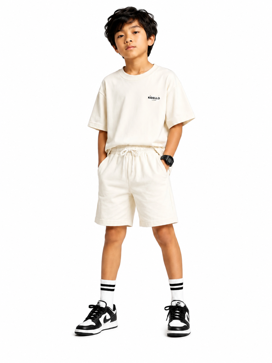 Kidello Boys Cotton High GSM Shorts | Regular Fit | Soft & Breathable | Elastic Waist with Drawstring | Everyday Casual Shorts