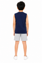 KIDELLO Boys Pure Cotton Sleeveless T-Shirt | Soft Breathable Round Neck Vest Tee for Kids | Regular Fit Summer Wear (Pack of 2)