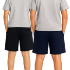 Kidello Boys Cotton Shorts Pack of 2 | Soft & Breathable | Regular Fit | Elastic Waist with Drawstring | Everyday Casual Shorts