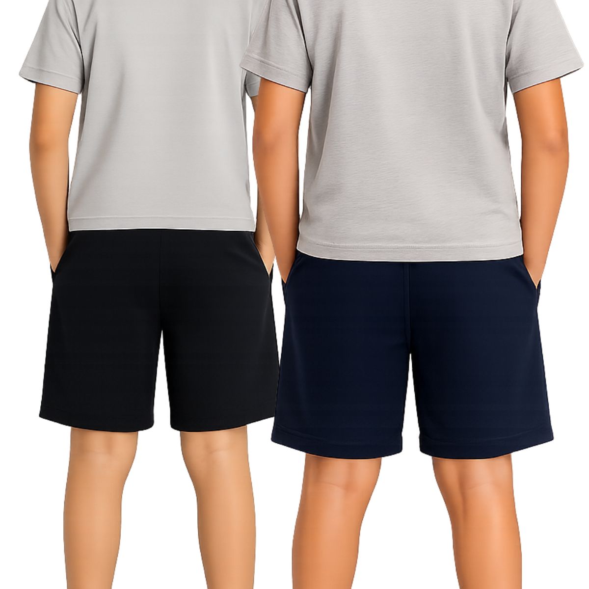 Kidello Boys Cotton Shorts Pack of 2 | Soft & Breathable | Regular Fit | Elastic Waist with Drawstring | Everyday Casual Shorts
