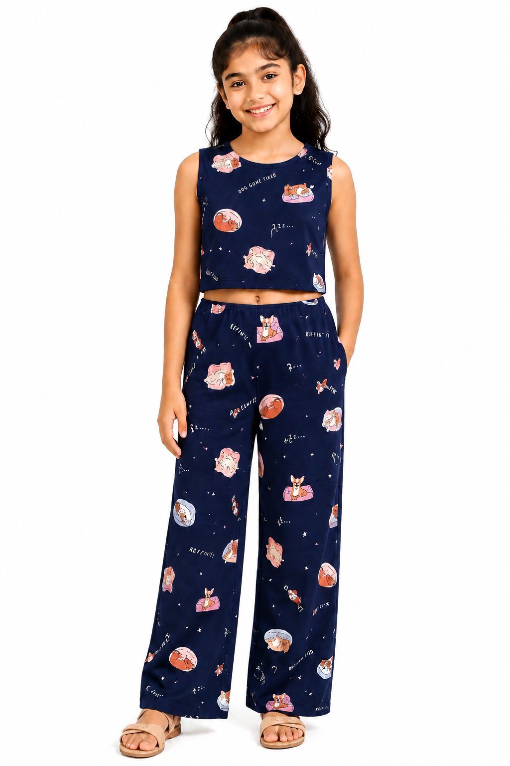 Kidello Girls Spun Printed Palazzo Pant | Soft Fabric | Wide Leg Casual Palazzo