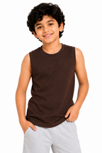 KIDELLO Boys Pure Cotton Sleeveless T-Shirt | Soft Breathable Round Neck Vest Tee for Kids | Regular Fit Summer Wear (Pack of 2)