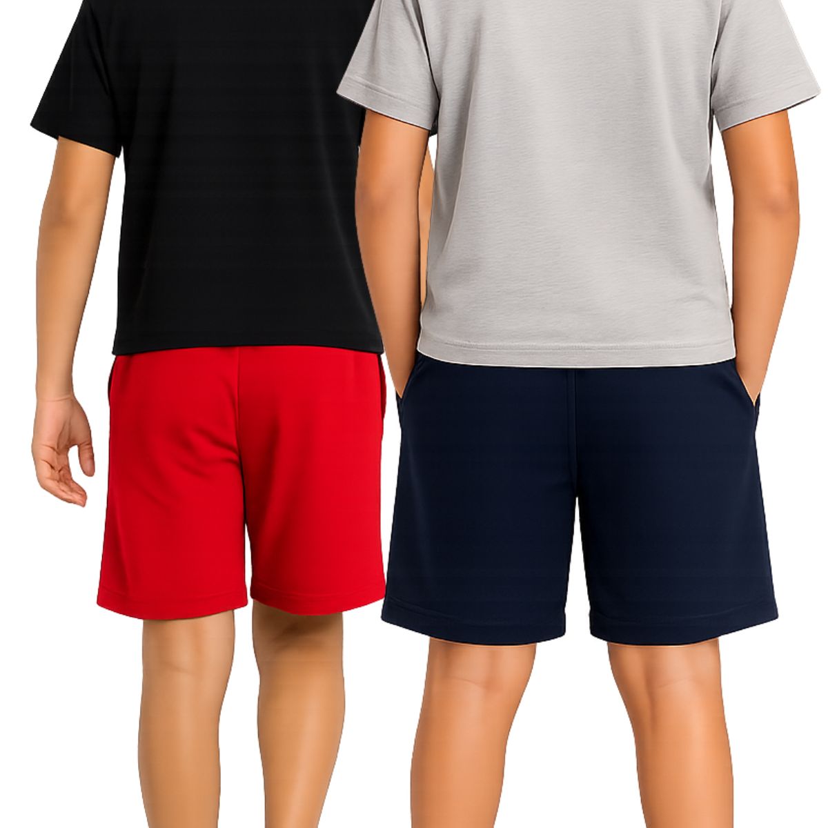 Kidello Boys Cotton Shorts Pack of 2 | Soft & Breathable | Regular Fit | Elastic Waist with Drawstring | Everyday Casual Shorts