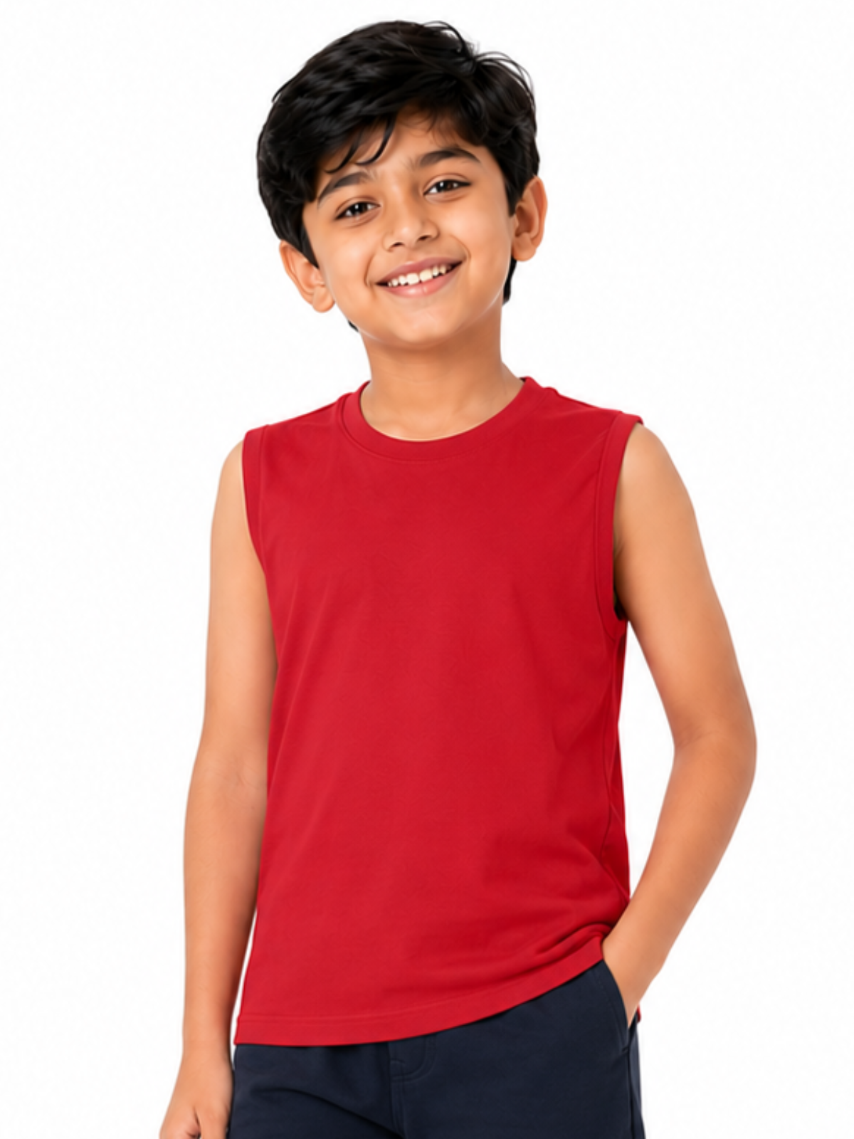KIDELLO Boys Pure Cotton Sleeveless T-Shirt | Soft Breathable Round Neck Vest Tee for Kids | Regular Fit Summer Wear (Pack of 2)