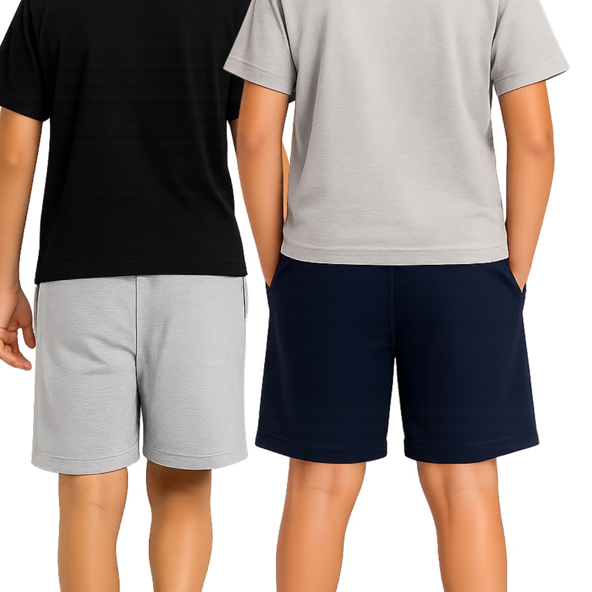 Kidello Boys Cotton Shorts Pack of 2 | Soft & Breathable | Regular Fit | Elastic Waist with Drawstring | Everyday Casual Shorts