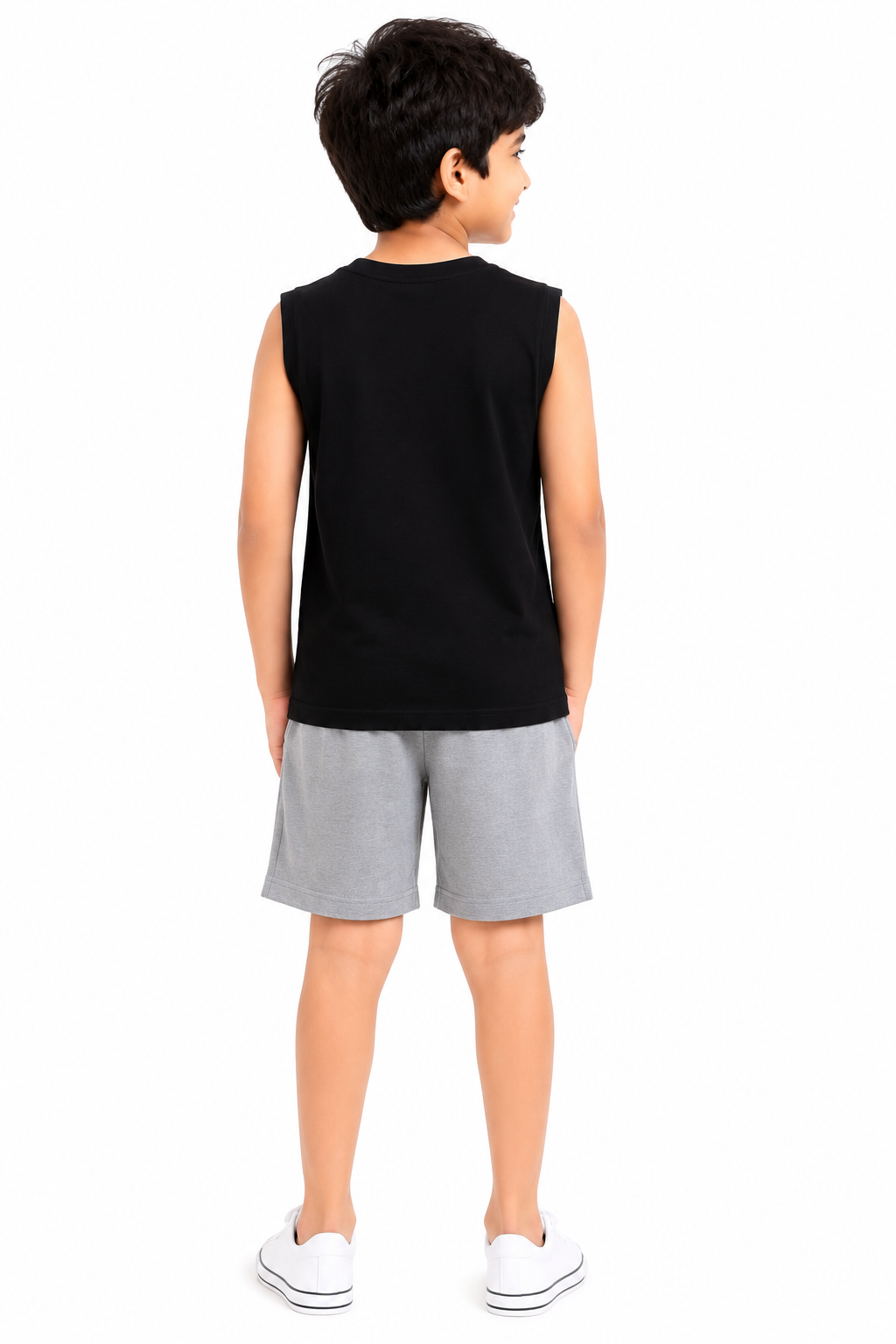 KIDELLO Boys Pure Cotton Sleeveless T-Shirt | Soft Breathable Round Neck Vest Tee for Kids | Regular Fit Summer Wear (Pack of 2)