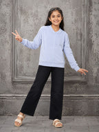 Kidello Girls Velvet Jacket | Full Zip Jacket with Kangaroo Pocket | Soft & Warm Winter Jacket for Kids