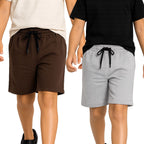 Kidello Boys Cotton Shorts Pack of 2 | Soft & Breathable | Regular Fit | Elastic Waist with Drawstring | Everyday Casual Shorts