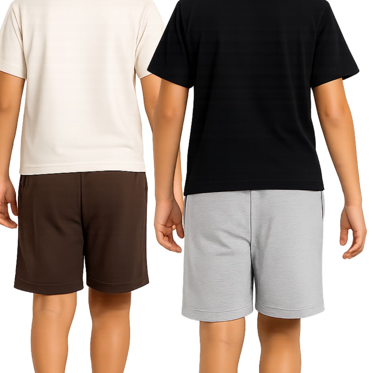 Kidello Boys Cotton Shorts Pack of 2 | Soft & Breathable | Regular Fit | Elastic Waist with Drawstring | Everyday Casual Shorts