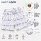 Kidello Boys Cotton Shorts | White Printed Casual Shorts with Drawstring