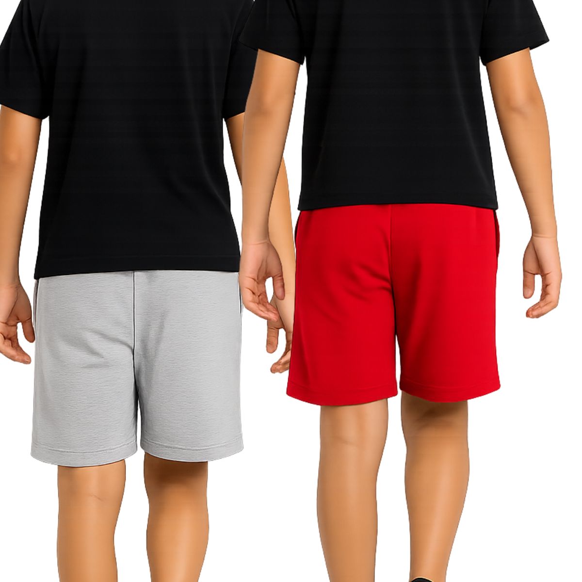 Kidello Boys Cotton Shorts Pack of 2 | Soft & Breathable | Regular Fit | Elastic Waist with Drawstring | Everyday Casual Shorts