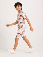 Kidello Boys Printed T-Shirt & Shorts Co-ord Set