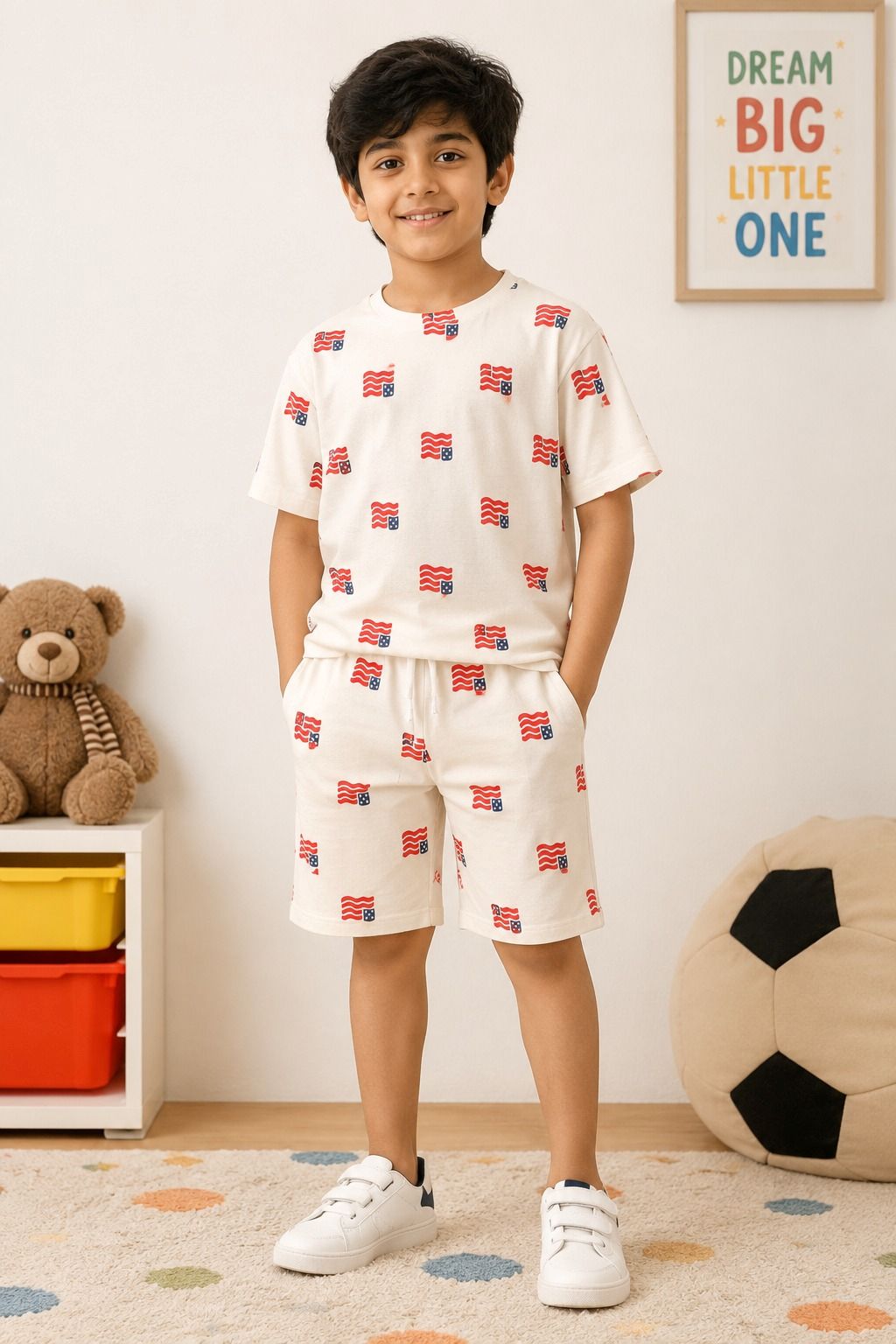 Kidello Boys Printed T-Shirt & Shorts Co-ord Set