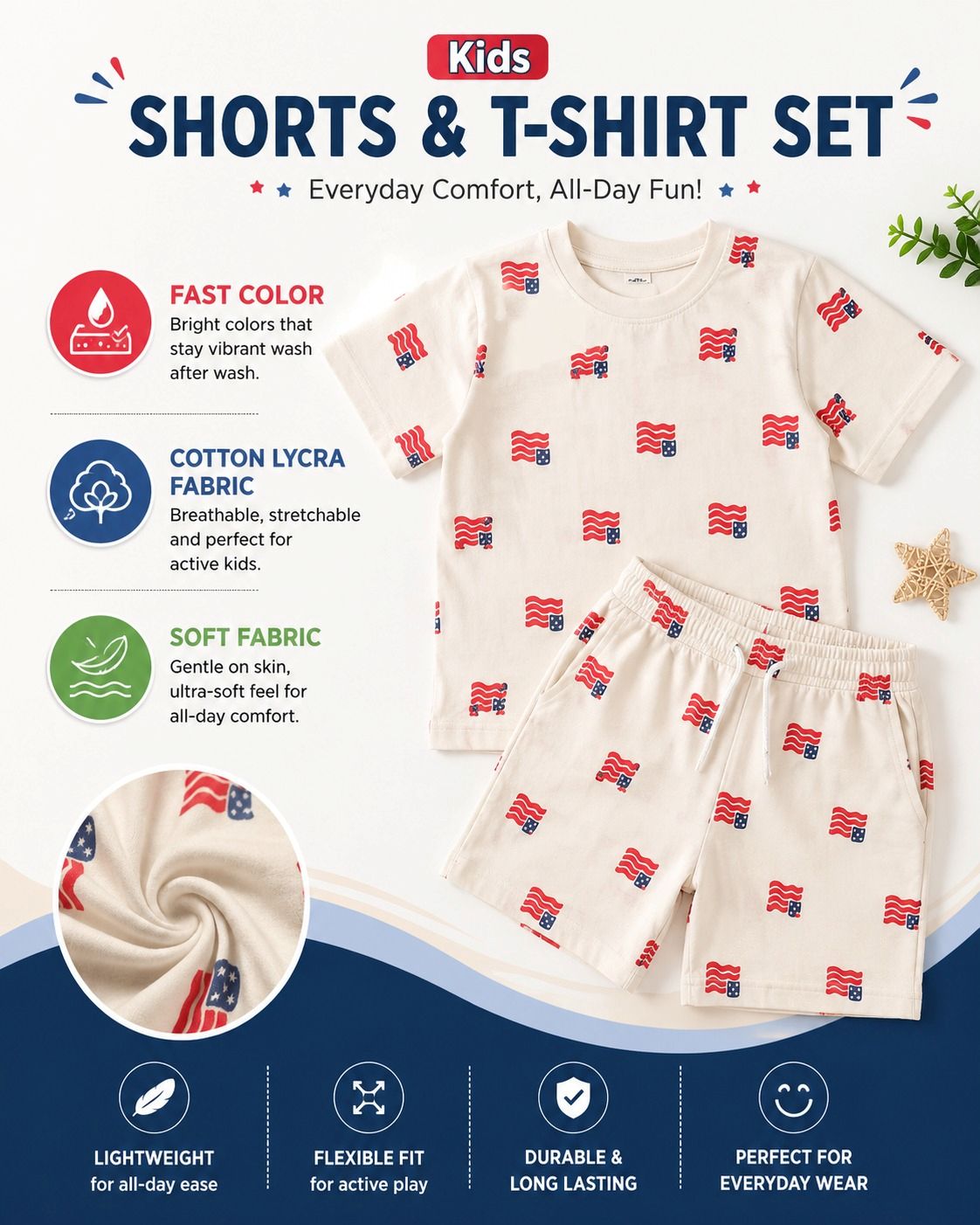Kidello Boys Printed T-Shirt & Shorts Co-ord Set